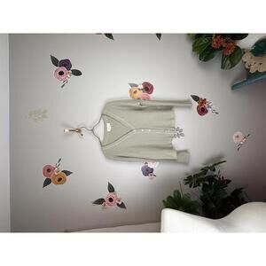 Anthropologie Cropped Tan Ribbed Lightweight Henley Cardigan - Size - XS